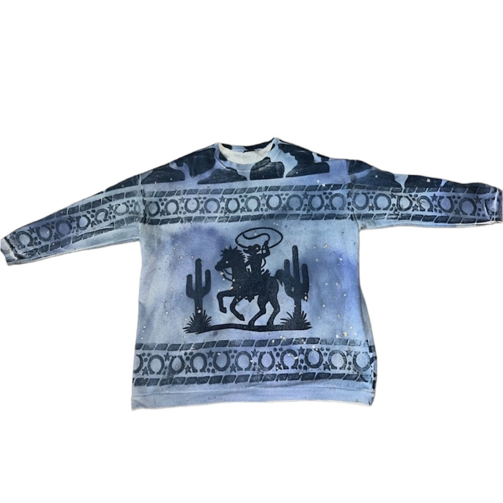 unique glitter cowboy crewneck